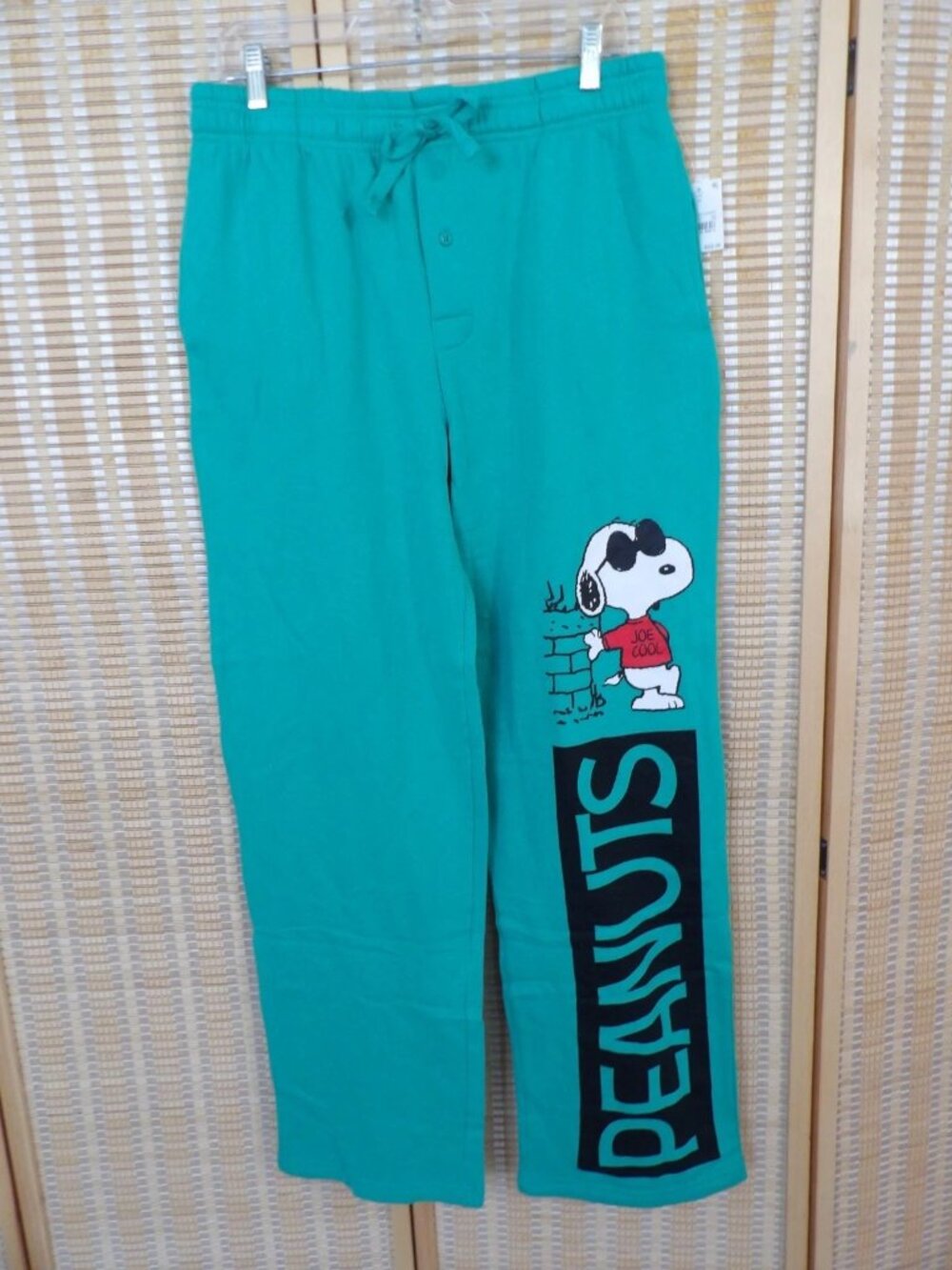 NWT Men's Peanuts Snoopy Joe Cool Size Medium Teal Drawstring Sweatpants